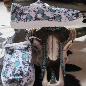 ROCKY ROXY USA LADIES COWPRINT/TURQUOISE SHOES
